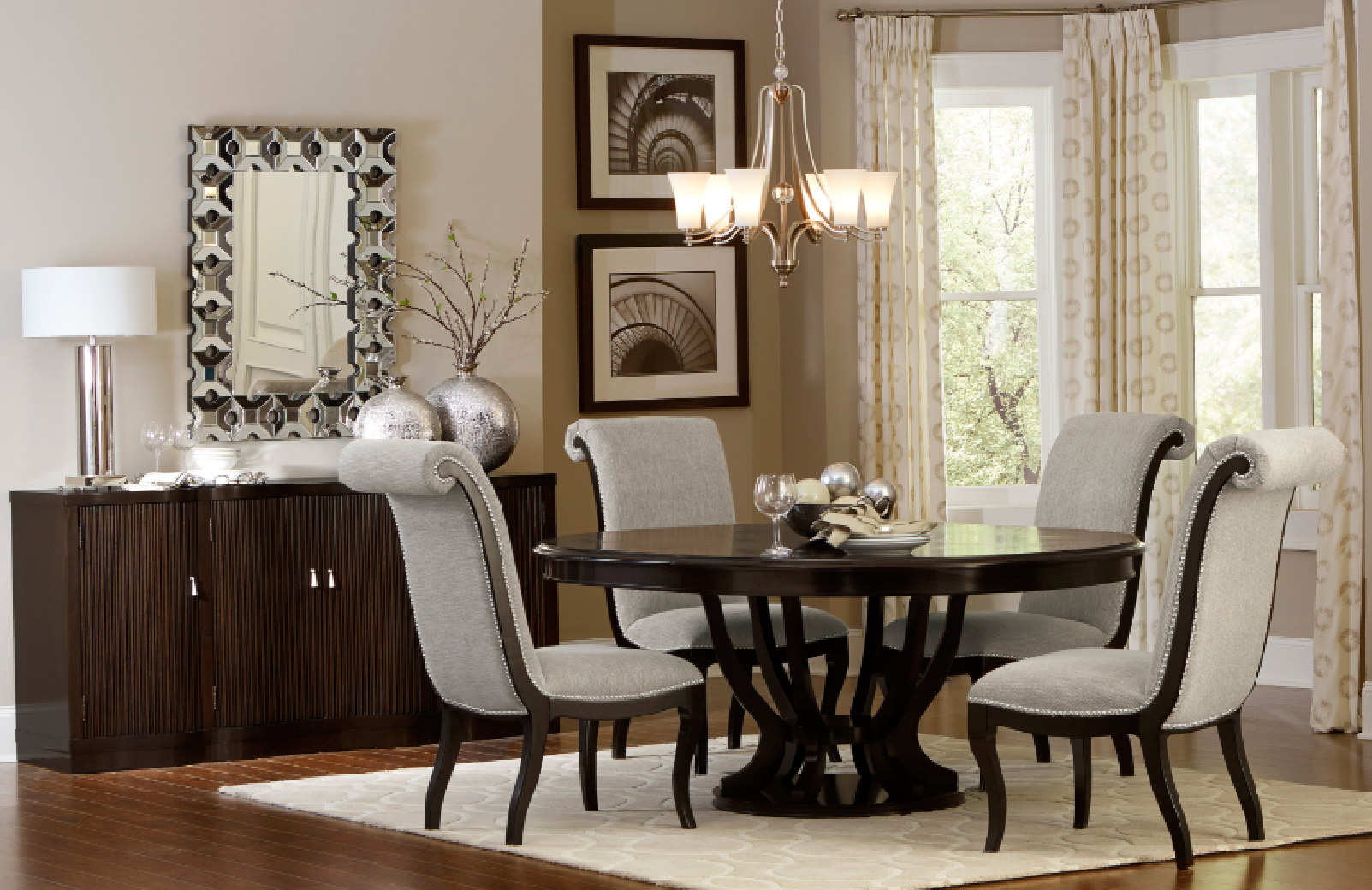 5494-76 Savion 5-Piece Round/Oval Extendable Dining Set – Soft Contemporary Style, Espresso Finish by Homelegance