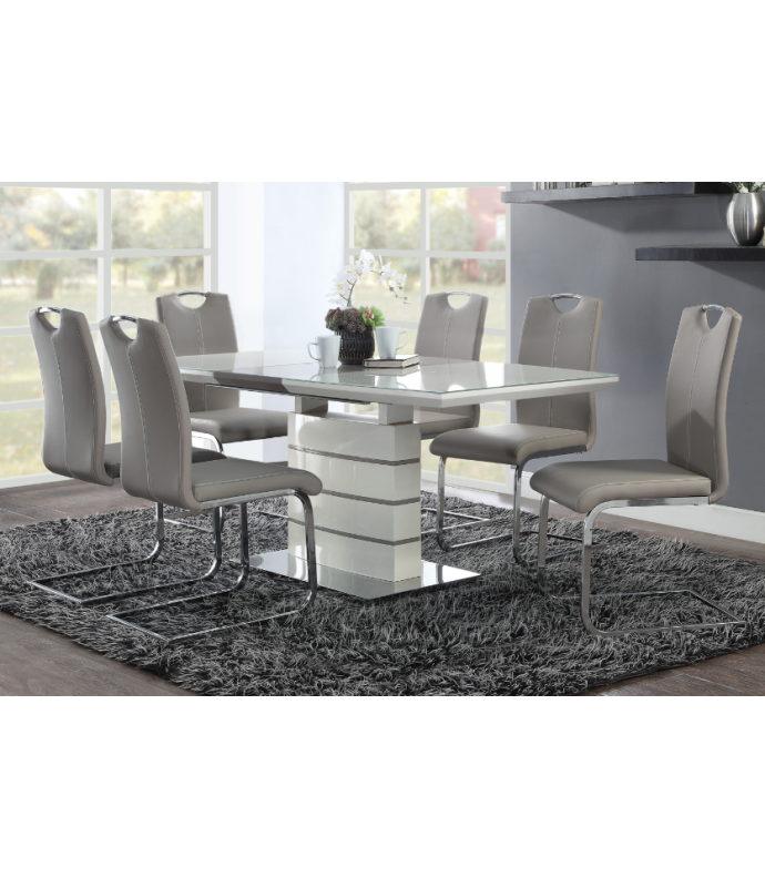 5599-71 Glissand 7-Piece Extendable Dining Set & Chrome by Homelegance