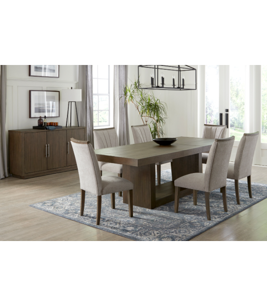 5764 Brookings 7-Piece Extendable Dining Set – Rustic Contemporary Style, Brown Acacia Finish by Homelegance