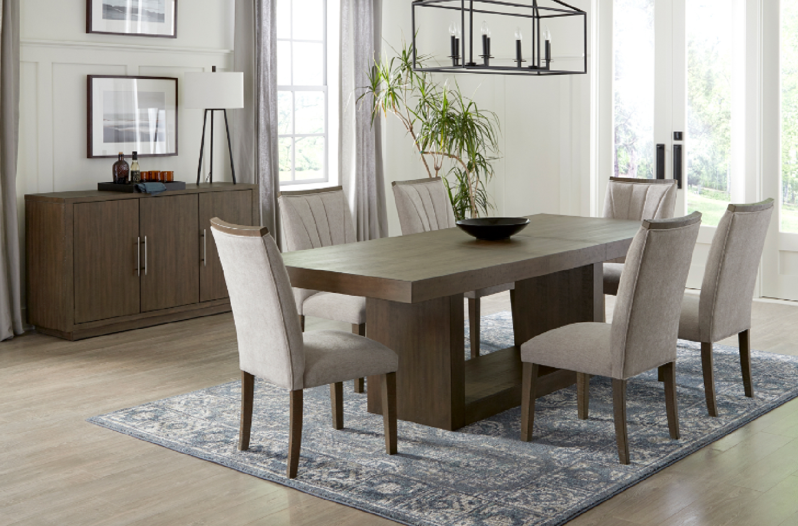 5764 Brookings 7-Piece Extendable Dining Set – Rustic Contemporary Style, Brown Acacia Finish by Homelegance