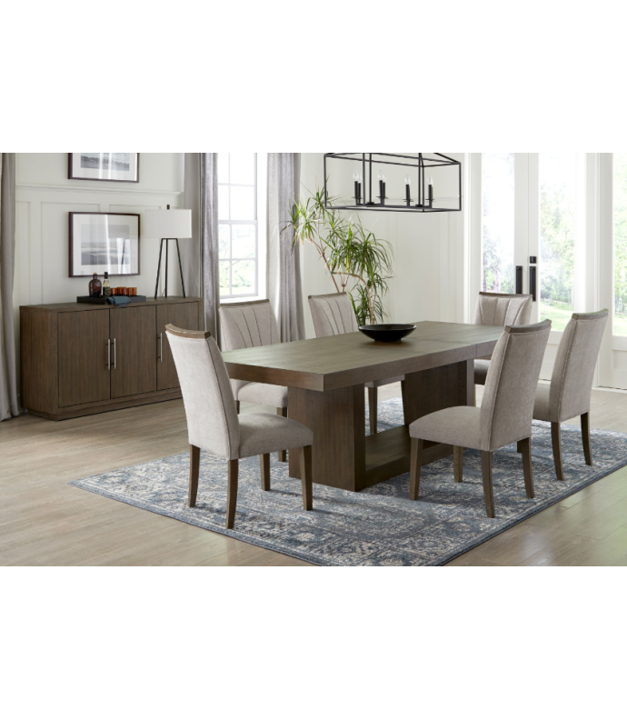 5764 Brookings 7-Piece Extendable Dining Set – Rustic Contemporary Style, Brown Acacia Finish by Homelegance