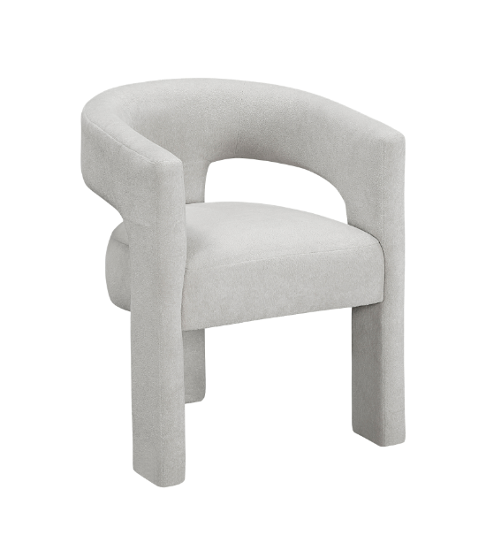 6048-82 Marais 5-Piece Dining  – Modern Mid-Century Style, Light Gray Table ,Orange & white Bouclé by Homelegance