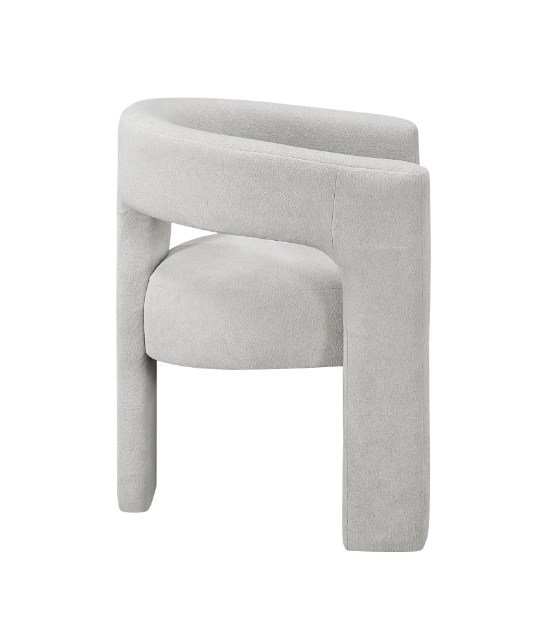 6048-82 Marais 5-Piece Dining  – Modern Mid-Century Style, Light Gray Table ,Orange & white Bouclé by Homelegance