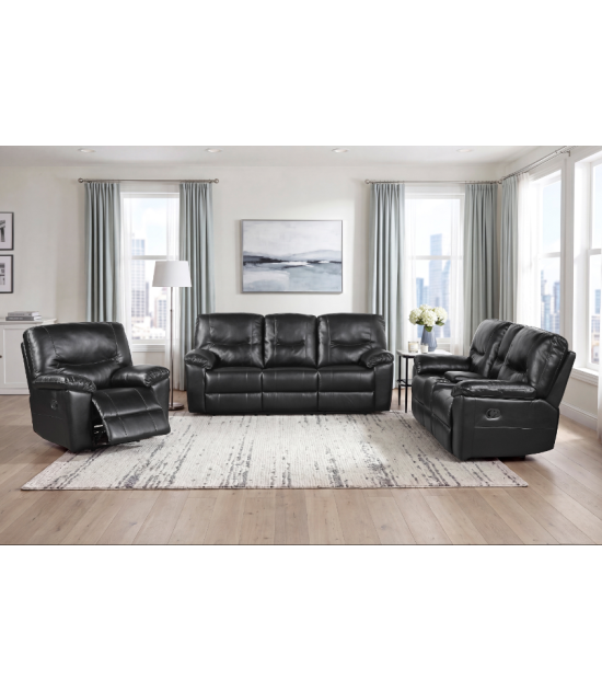 9037 Maverick Black Reclining Sofa & Loveseat | Homelegance | Phoenix AZ