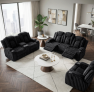 Phyllis Black Corduroy Reclining Sofa Set | Homelegance | Phoenix AZ