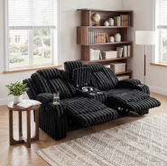 Phyllis Black Corduroy Reclining Sofa Set | Homelegance | Phoenix AZ