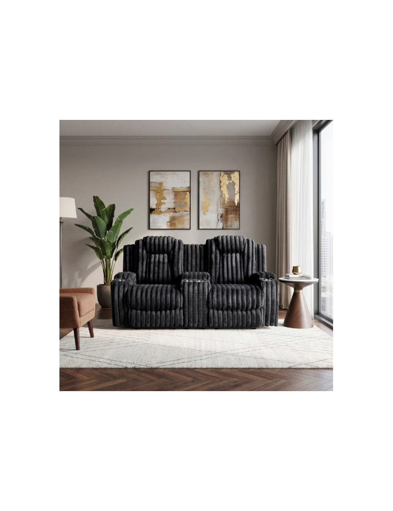 Phyllis Black Corduroy Reclining Sofa Set | Homelegance | Phoenix AZ