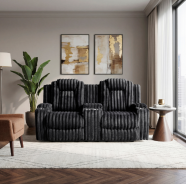 Phyllis Black Corduroy Reclining Sofa Set | Homelegance | Phoenix AZ