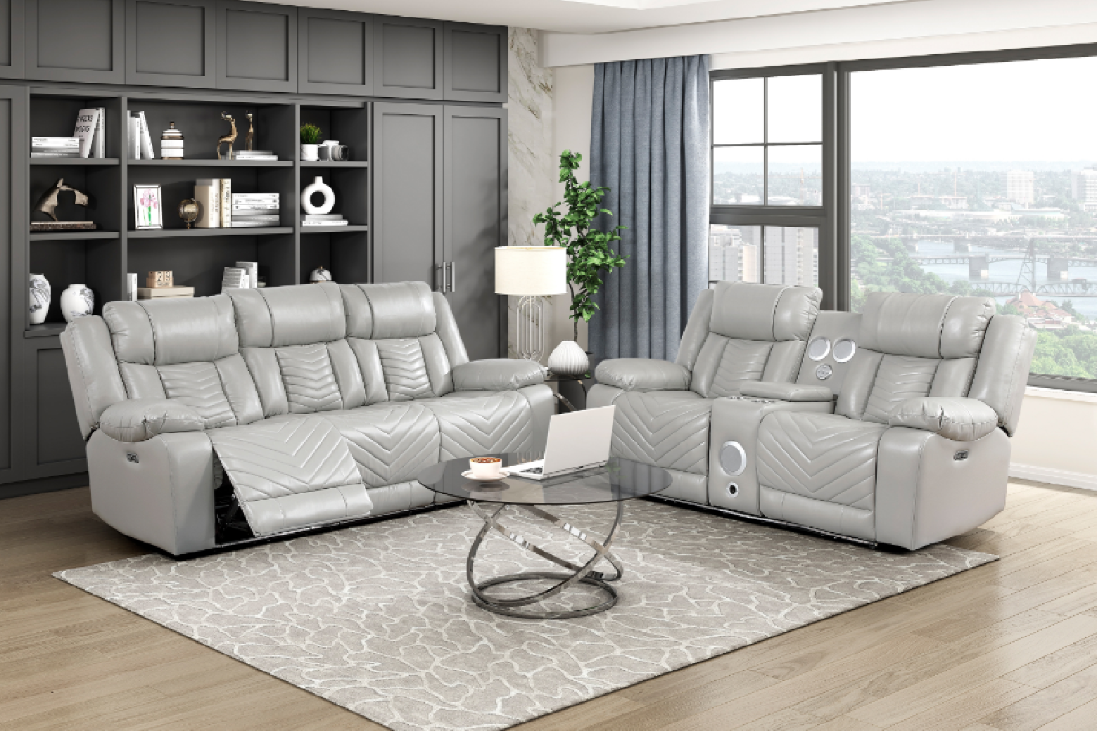 Huron Brown Power Reclining Sofa Set | Homelegance | Phoenix AZ