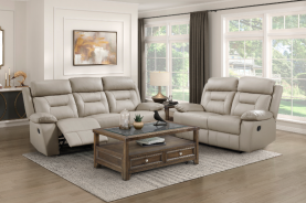 Ellicott Brown Leather Reclining Sofa Set | Homelegance | Phoenix AZ