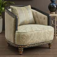 HD-9010 Luxury European Traditional Style Sofa & Loveseat Set in Beige, Charcoal & Antique Gold by Homey Design