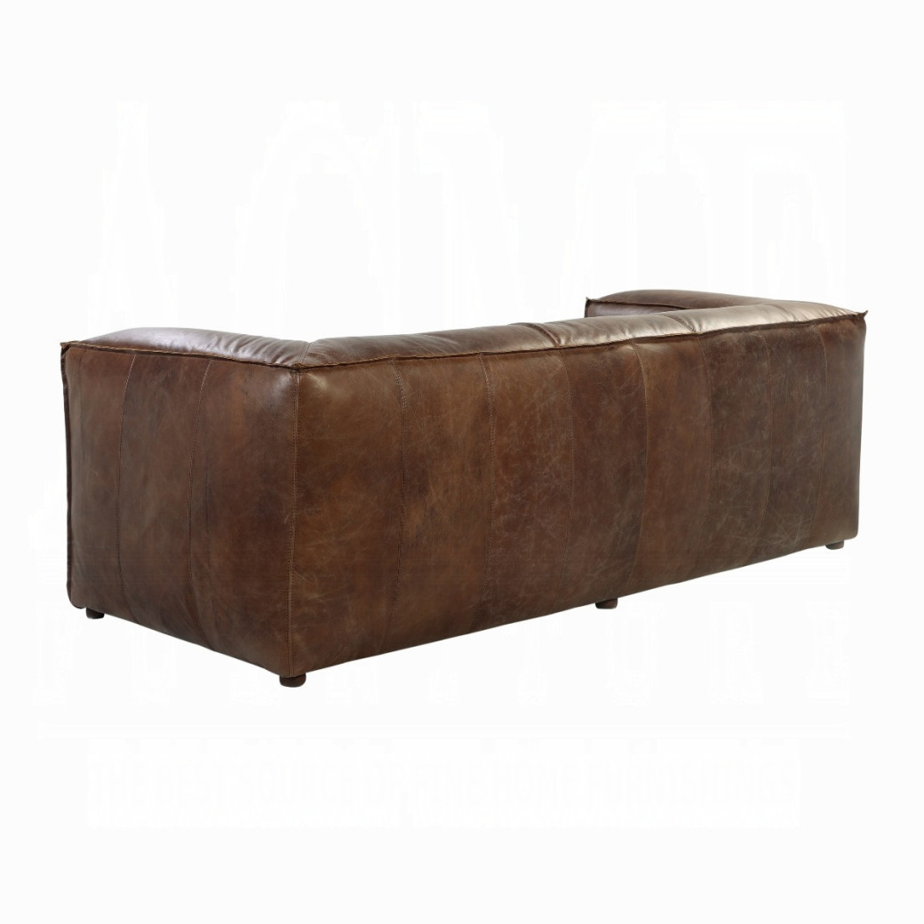 53545 Retro Brown Tops Grain Leather Sofa set Acme Brancaster Collection