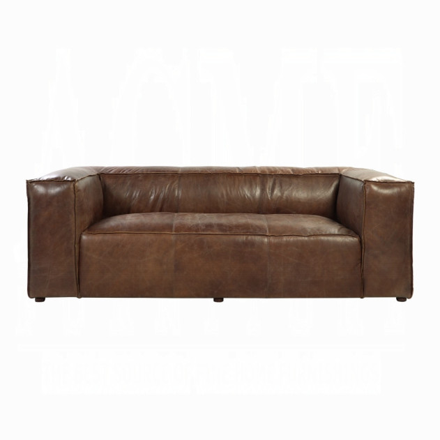 53545 Retro Brown Tops Grain Leather Sofa set Acme Brancaster Collection