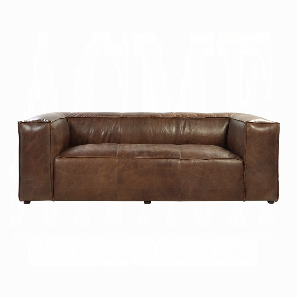53545 Retro Brown Tops Grain Leather Sofa set Acme Brancaster Collection
