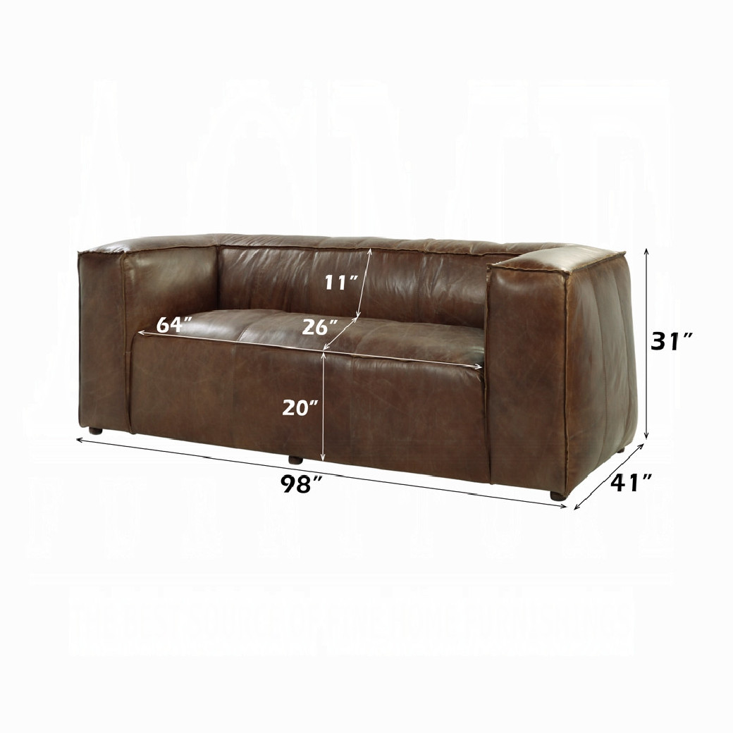 53545 Retro Brown Tops Grain Leather Sofa set Acme Brancaster Collection