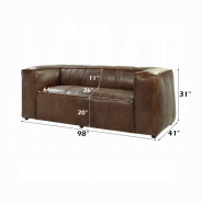 53545 Retro Brown Tops Grain Leather Sofa set Acme Brancaster Collection