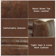 53545 Retro Brown Tops Grain Leather Sofa set Acme Brancaster Collection