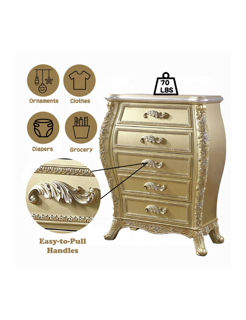 BD01467 Gold Finish Chest Victorian Style Cabriole Collection by Acme Furniture