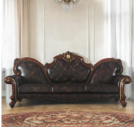 58220 Oversized Sofa PU Vintage Cherry Oak Finish Picardy Collection By Acme Furniture