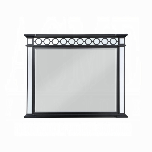 BD00583 EK 5Pc Bedroom Set Varian II  Mirrored, Black Velvet  & Silver Collection By Acme Furniture
