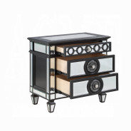 BD00583 EK 5Pc Bedroom Set Varian II  Mirrored, Black Velvet  & Silver Collection By Acme Furniture