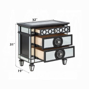 BD00583 EK 5Pc Bedroom Set Varian II  Mirrored, Black Velvet  & Silver Collection By Acme Furniture