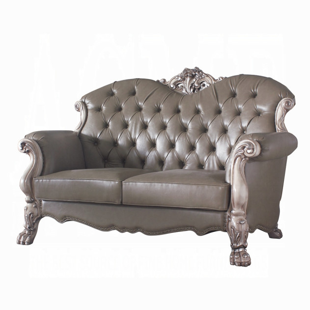 58176 Loveseat PU & Vintage Bone White Finish Living Room Dresden Collection by Acme