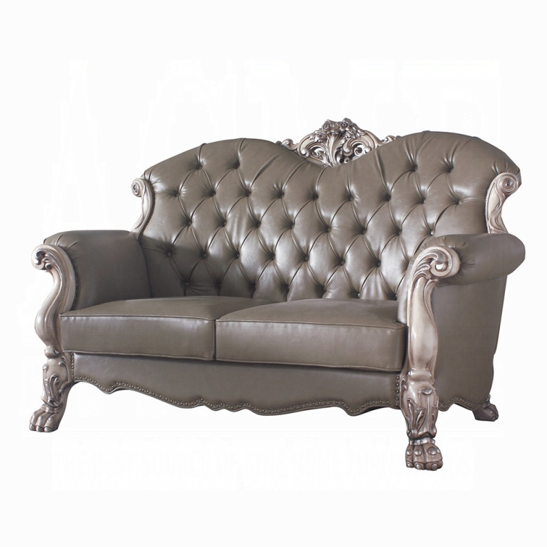 58176 Loveseat PU & Vintage Bone White Finish Living Room Dresden Collection by Acme