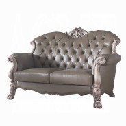 58176 Loveseat PU & Vintage Bone White Finish Living Room Dresden Collection by Acme
