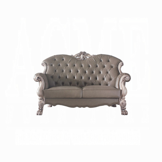 58176 Loveseat PU & Vintage Bone White Finish Living Room Dresden Collection by Acme