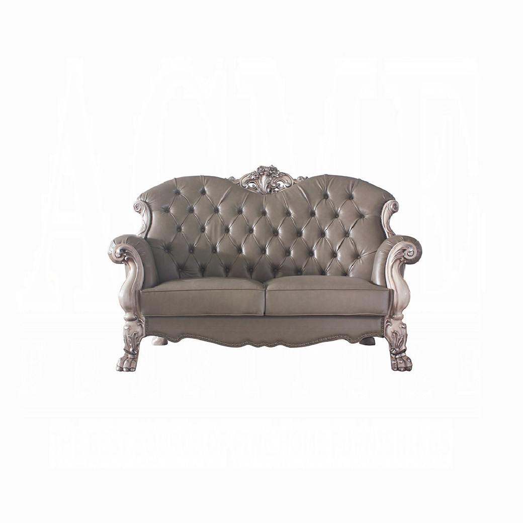 58176 Loveseat PU & Vintage Bone White Finish Living Room Dresden Collection by Acme