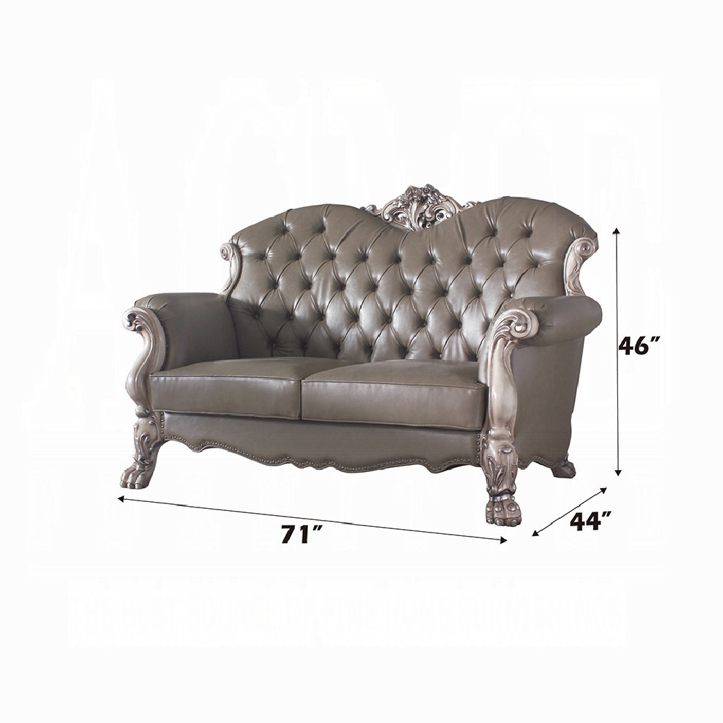 58176 Loveseat PU & Vintage Bone White Finish Living Room Dresden Collection by Acme