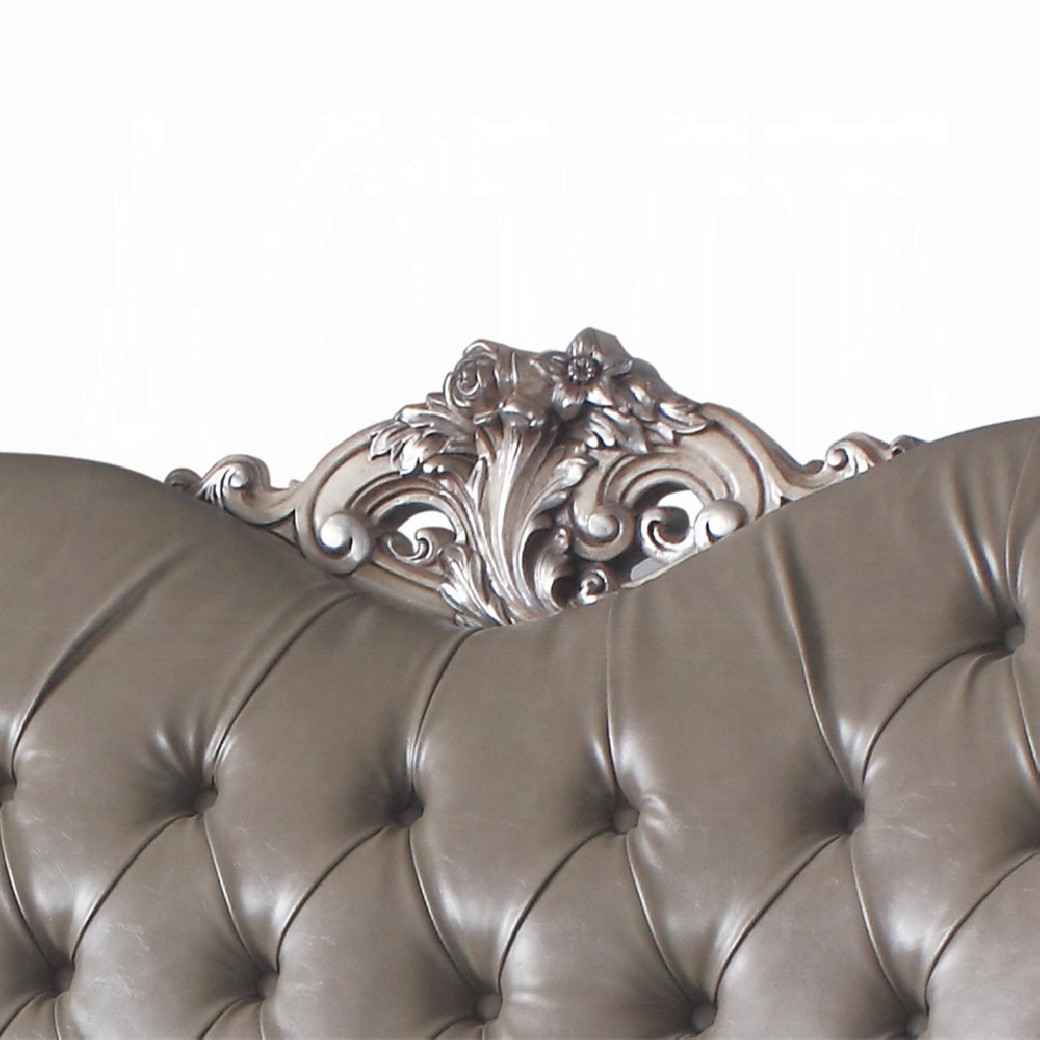 58176 Loveseat PU & Vintage Bone White Finish Living Room Dresden Collection by Acme