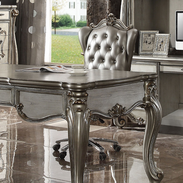 92820 Silver / Antique Platinum Finish Home Office Set Acme Versailles II Collection