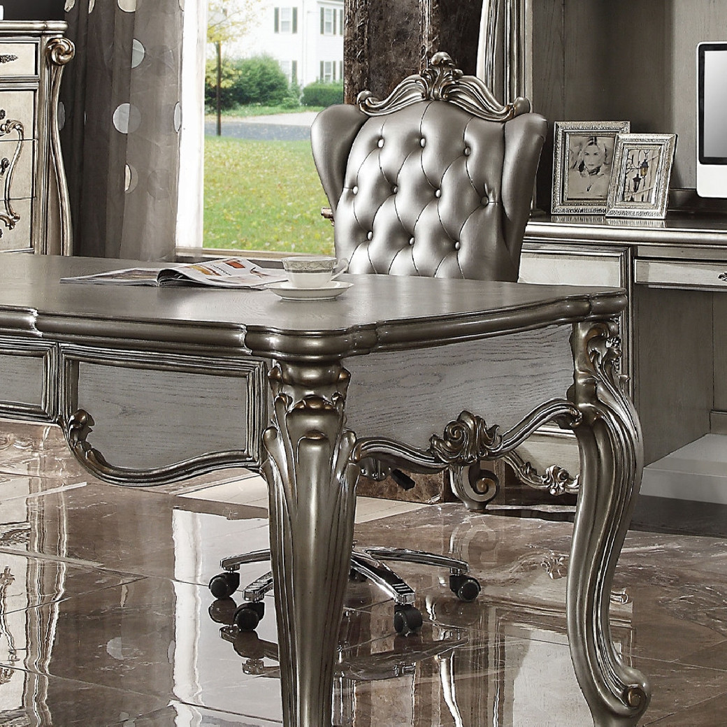 92820 Silver / Antique Platinum Finish Home Office Set Acme Versailles II Collection