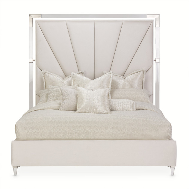 Penthouse Queen Tall Panel Bed in Ash Gray by Michael Amini NF9033000QN3T-130
