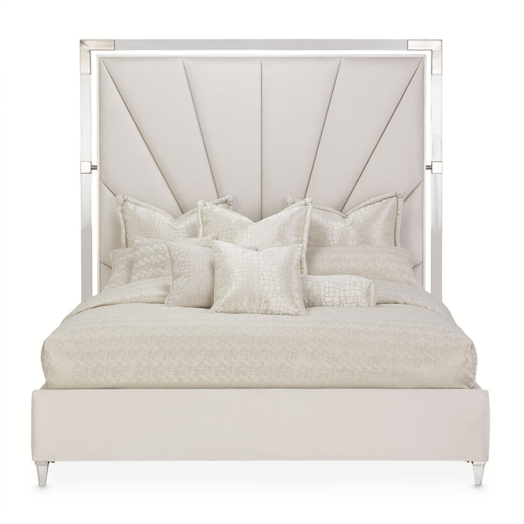 Penthouse Queen Tall Panel Bed in Ash Gray by Michael Amini NF9033000QN3T-130