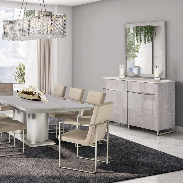 Marin Greige Wall Mirror by Michael Amini | The Mansion Furniture