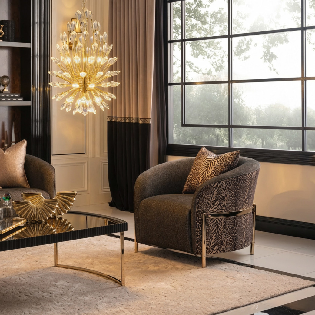 LT-CH1055GLED-CLR Astra 34" Crystal LED Chandelier - Gold by Michael Amini