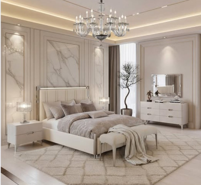 Queen Channel-Tufted Panel Bed Penthouse Collection by Michael Amini N9033000QN3-130