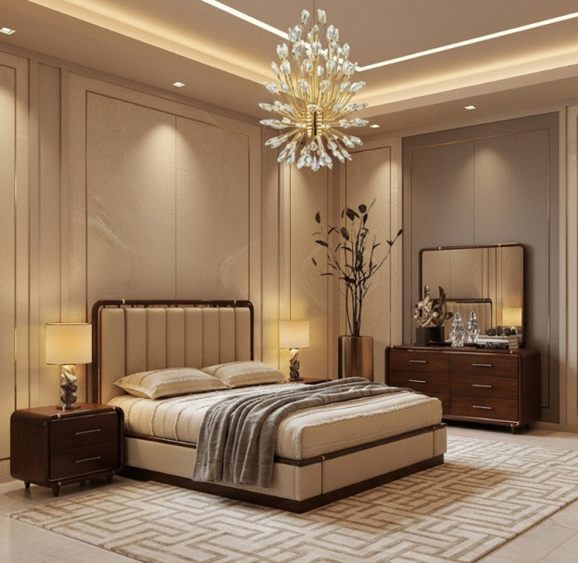 Queen Platform Bed w/Lift Mechanism & Slats (4pc) Mason Park Collection By Michael Amini