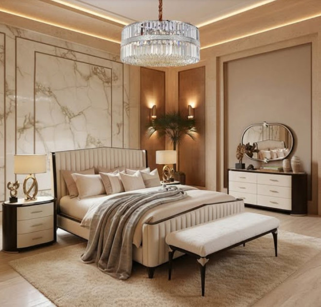 Queen Tufted Panel Bed Paris Chic Collection by Michael Amini