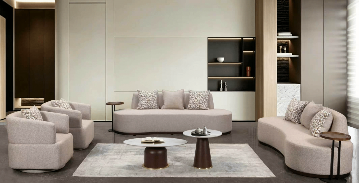 HD-3280 Modern Curved Sofa & Chairs | Homey Design