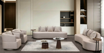 HD-3280 Modern Curved Sofa & Chairs | Homey Design