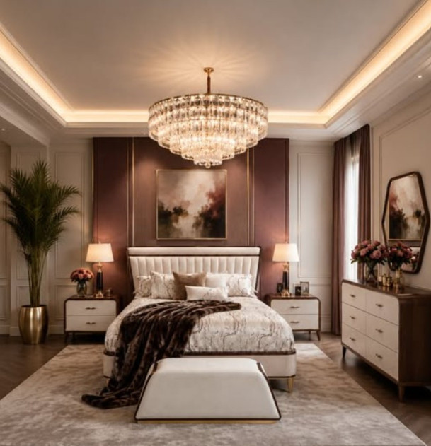 Eastern King Channel Tufted Panel Bed 3pc Walnut Finish Houston Collection By Michael Amini 9095000EK3-416