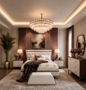 Eastern King Channel Tufted Panel Bed 3pc Walnut Finish Houston Collection By Michael Amini 9095000EK3-416